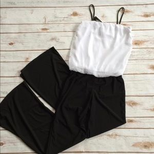 NWT Sz 12-14 Black White Teen Jumpsuit
